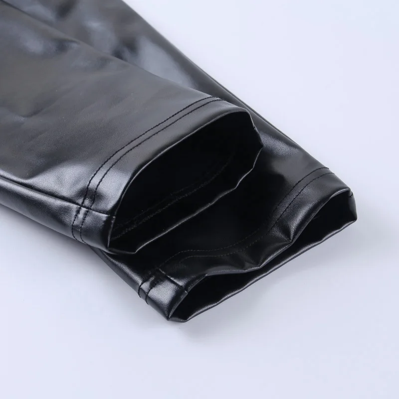 InstaHot брюки-карандаш из искусственной кожи с высокой талией, Капри, женские уличные повседневные брюки, осень, шикарные черные брюки