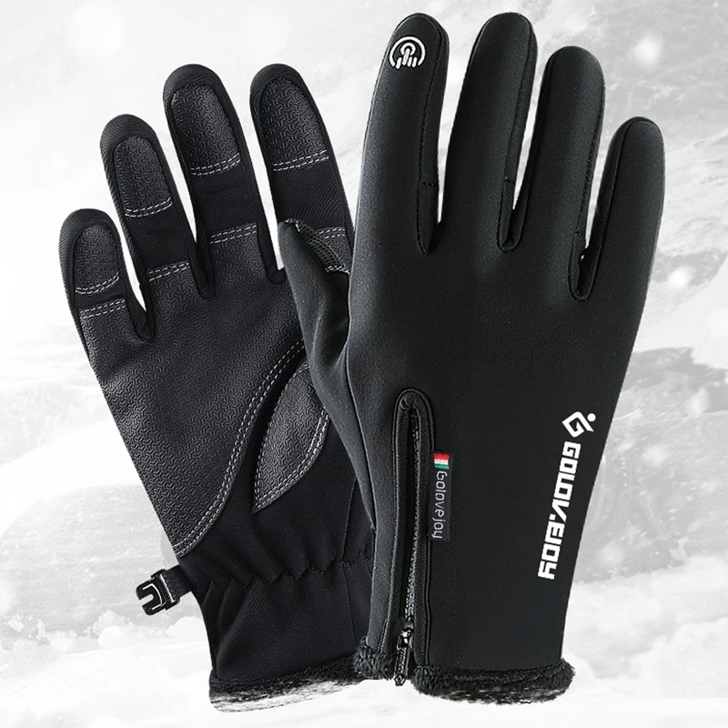 Зимние перчатки для мужчин и женщин, теплые перчатки для сенсорного экрана, ветрозащитные уличные варежки для вождения, утепленные противоскользящие перчатки G012
