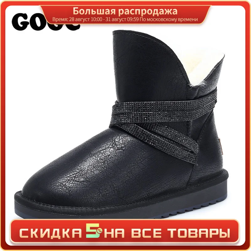 GOGC ботинки женские 2020 зимние стелка из овечьи шкуры ботильоны на меху