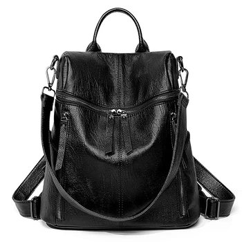 

2019 Women Backpack Multifuction Female Backpack Casual School Bag For Teenager Girls High Quality Leather Shoulder Bag For Lady