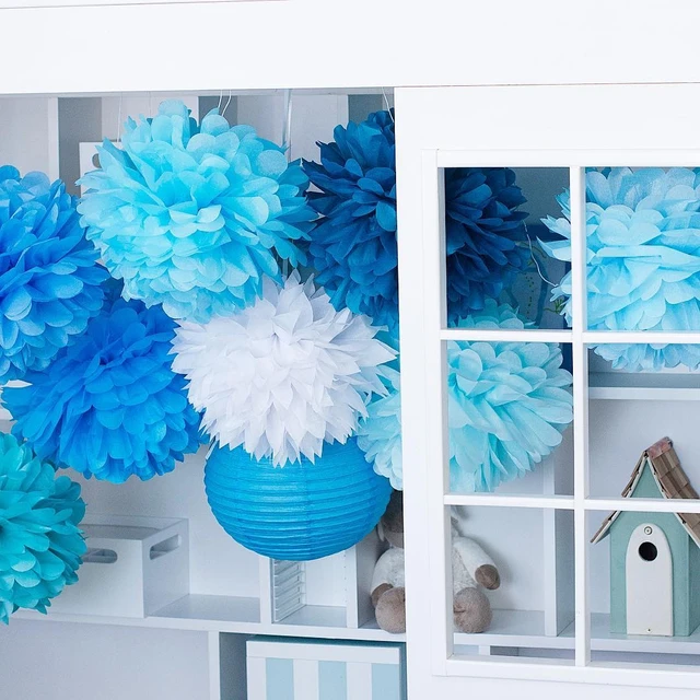 15pcs 25cm(10inch) Tissue Paper Pom Poms Wedding Party Decoration Paper  Flower Ball - AliExpress