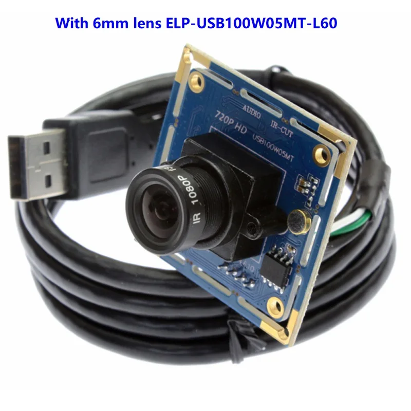 ELP-USB100W05MT-L60 Веб-камера 720P OV9712 CMOS сенсор 1280x720 Mjpeg 30fps USB 2,0 Мини-видеокамера с микрофоном usb веб-камера android - Цвет: ELP-USB100W05MT-L60