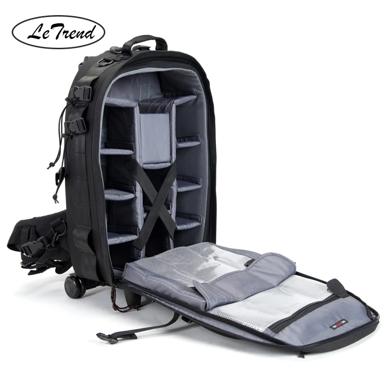 Backpack Camera-Bag Suitcase Wheels Cabin-Trolley Shoulder Letrend Shockproof Photography