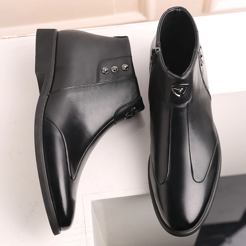 Misalwa мужские зимние теплые кожаные ботинки черные полуботинки в стиле милитари с высоким берцем на молнии мужские осенние удобные кроссовки Большие размеры 38-48