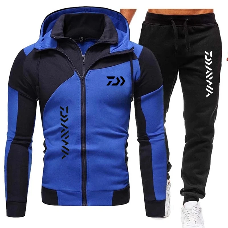 New Two Pieces Set Sport Hooded Fishing Sweatshirts Sportswear Men