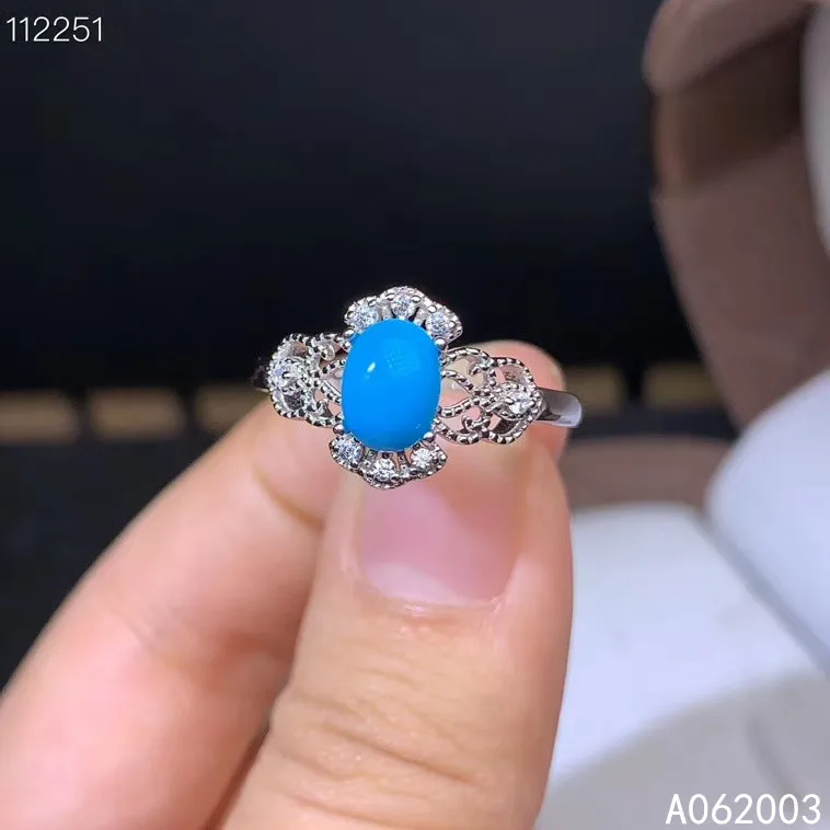 

KJJEAXCMY fine jewelry 925 sterling silver inlaid natural blue Turquoise new Female ring luxury Support Detection