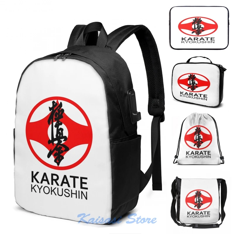 Забавный рюкзак с графическим принтом Kyokushin Karate Kanji и Символ USB зарядки мужские