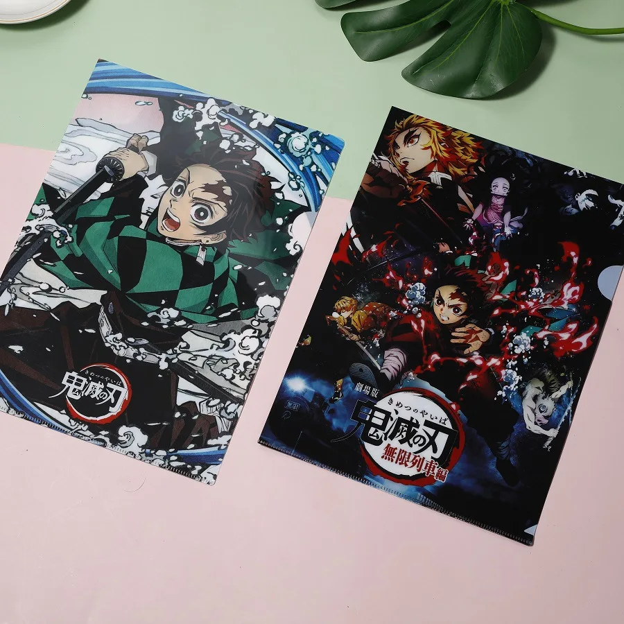 A4 Cute Anime Demon Slayer Kimetsu no Yaiba Kamado Tanjirou Nezuko Giyuu Document Bag Organizer File Folder Kids stationery gift