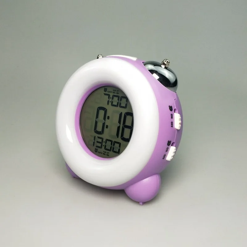 New Style Colorful Lights CHILDREN'S Alarm Clock Colorful Electronic Clock Mute Go Clock Two Group Alarm Clock Loudly Bell Alarm