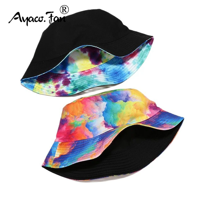 3D Dye Starry Print Men Bucket Hat Two Side Wear Sunhat Women