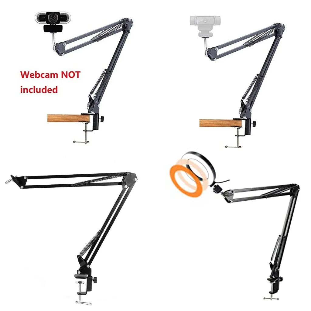 Webcam Stand Desktop Webcam Mount Adjustable Suspension Boom Scissor Arm Camera Desk Clamp Mount Holder