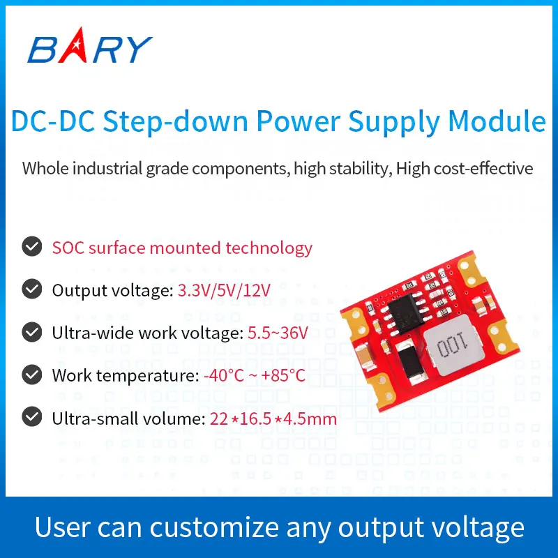 

DC-DC Buck Power Supply Module | 5.5V~36V To 3.3V 5V 9V 12V 24V | 3A | 7W | High Current | Power Supply Module Board |
