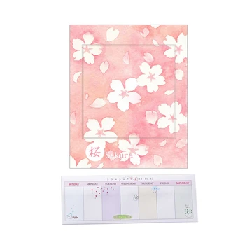 

2 Pcs Cute Weekly Plan Paper Scrapbooking Bookmark Stickers Sticky Note Memo Pads Stationery Supplies, 72x72Mm & 16.5x6.5Cm