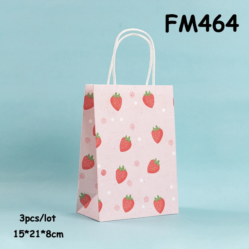 FM464 Свадебный Праздничный Подарочный пакет из крафт-бумаги, 15x21x8 см, праздничные подарочные пакеты с ручками, товары для рождественской вечеринки, вечерние, 3 шт - Цвет: FM464