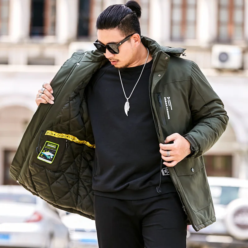 Новый большой размер 8xl 7xl 6xl плюс мужской зимний высококачественный черный