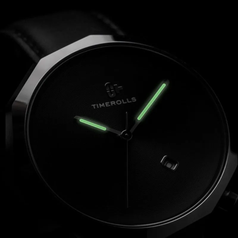 Xiaomi TIMEROLLS NUT Кварцевые часы 12 Угловой дизайн синтетический сапфир зеркало светящийся указатель кожаный ремешок водонепроницаемые часы