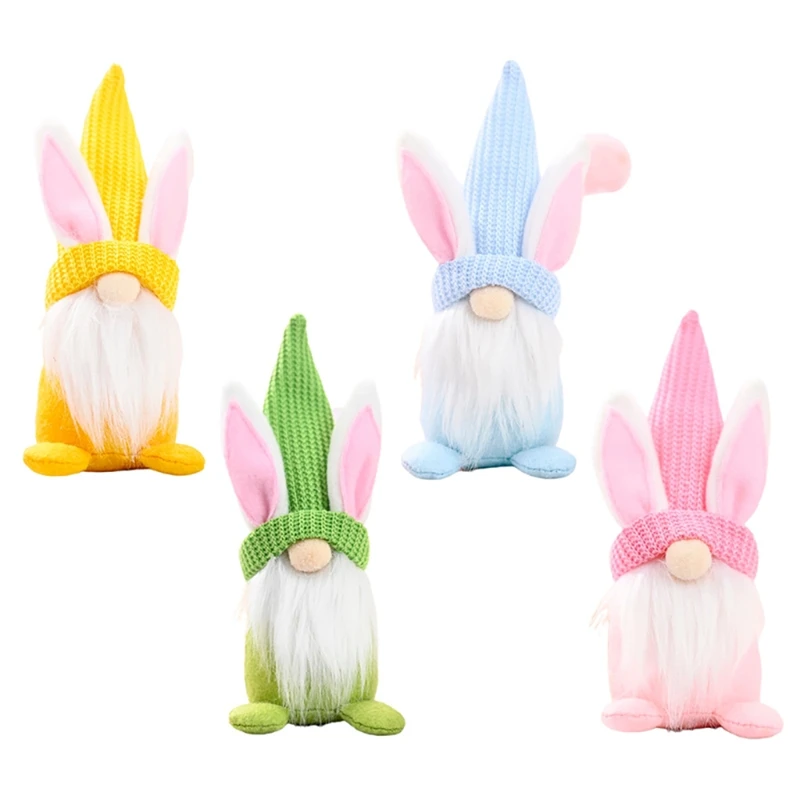 4 Pcs Handmade Easter Bunny Gnome Swedish Plush Scandinavian Tomte Spring Rabbit Holiday Home Ornaments Decoration |