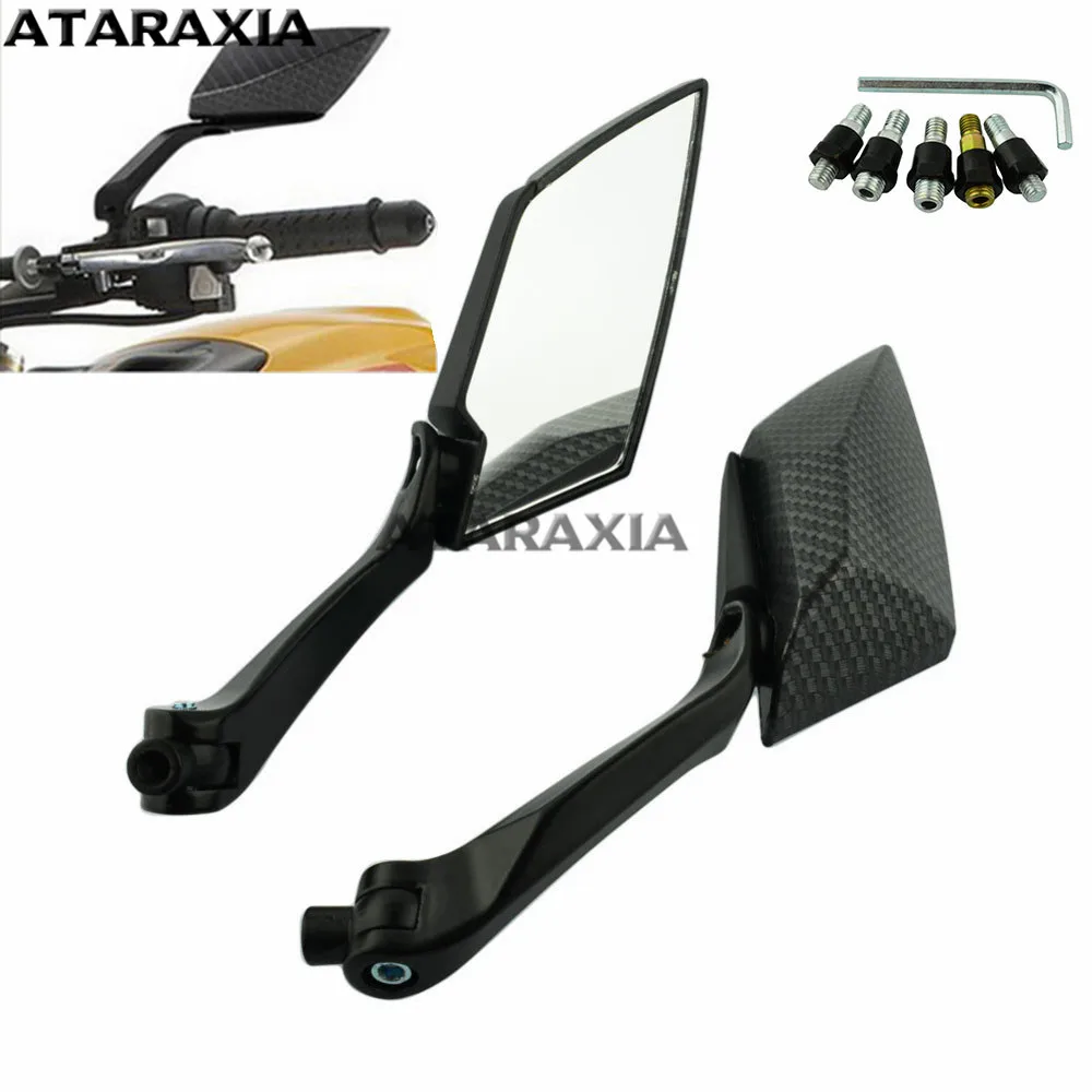 Карбоновые мотоциклетные зеркала заднего вида для Yamaha Kawasaki Suzuki Honda bike Aprillia мотор