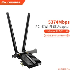 Carte réseau sans fil PCI e pour ordinateur de bureau, CF AX210 Mbps, 802.11ax BT5.2, wi fi 6E, Intel AX210 NGW, pour windows 10, 5374 PRO 