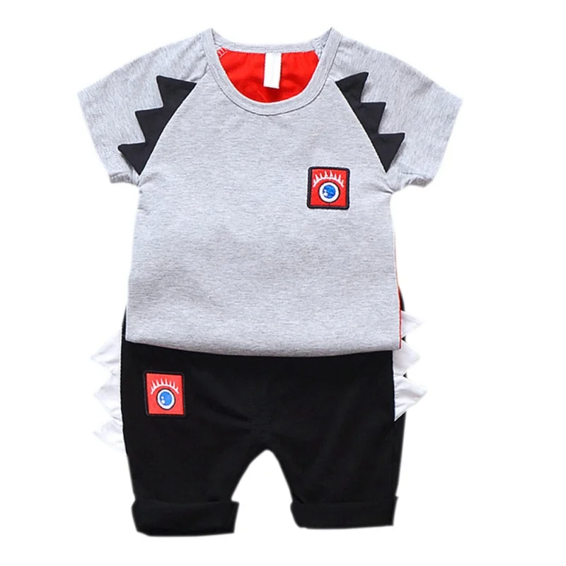 

Summer Boys Clothes Short Sleeve Letter Eye Print Tops T-shirt+Shorts Casual Children's Sets Fashion 1#25A