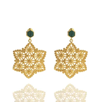 

Exaggerated Personality Retro Light Luxury Accessories Hollow Hexagonal Faceplate Retro Earrings For Women