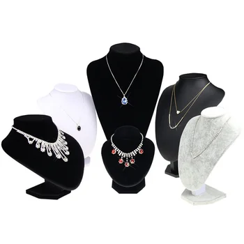 

H190022 Women Lady Velvet PU Body Necklace Display Pedestal Jewelry Chain Holder Bust Stand Holder Necklace Jewelry Organize