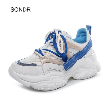 

White Shoes Women Casual Sneakers Genuine Leather Fashion Brand Spring Ladies chunky footware Female zapatos de mujer Breathable