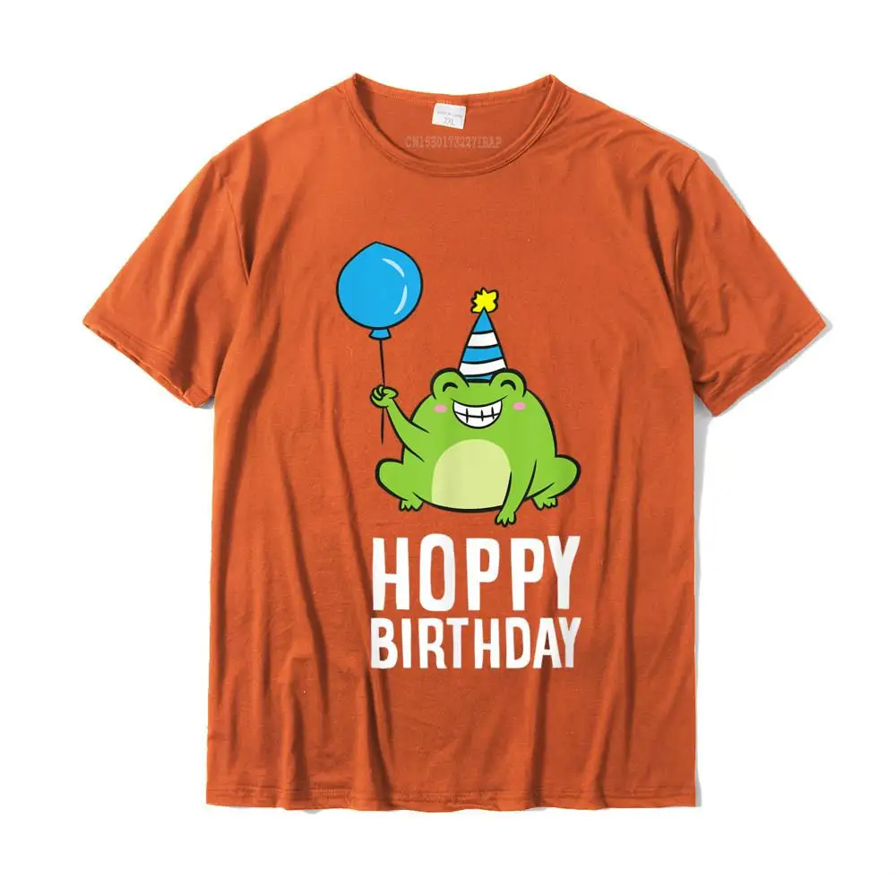 Family Tops T Shirt 2021 New Crewneck Casual Short Sleeve 100% Cotton Men's Top T-shirts Fashionable Top T-shirts Frog Birthday Present Happy Birthday Frogs T-Shirt__MZ22840 orange