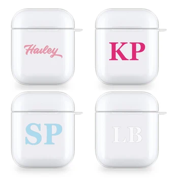 

Initial Monogram Custom Personalized Earphone Case For Apple AirPods 1 2 Soft TPU Transparent Cover For Airpods Accessories