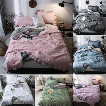 

Bedding Solid Thin Summer Quilt Blankets Soft Comforter Air Conditioner Bed Cover Quilting For Adults Home Textiles Bedspread