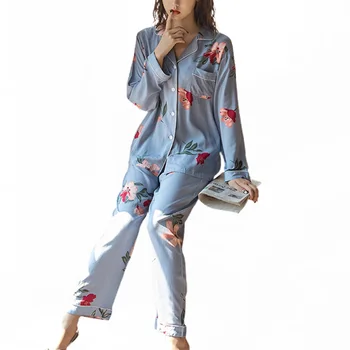 

Imcute Silk Pajamas for Women's Set pyjamas Button Polka Dots Donna pjs Winter Mujer Pijama Sleepwear Nightwear Ladies 2Pcs