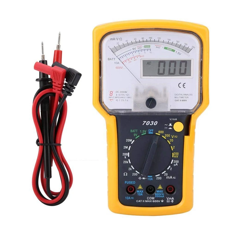 KT7030 AC/DC Аналоговый мультиметр тестер, цифровой аналоговый мультиметр тестер двойной дисплей сопротивление напряжения Указатель мультиметр Tes