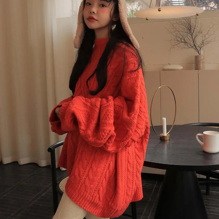 Lazy oaf твист оверсайз свитер пуловер вязаный размера плюс Женский c. h. i. c harajuku корейский стиль зимняя одежда осень kazak - Цвет: Red