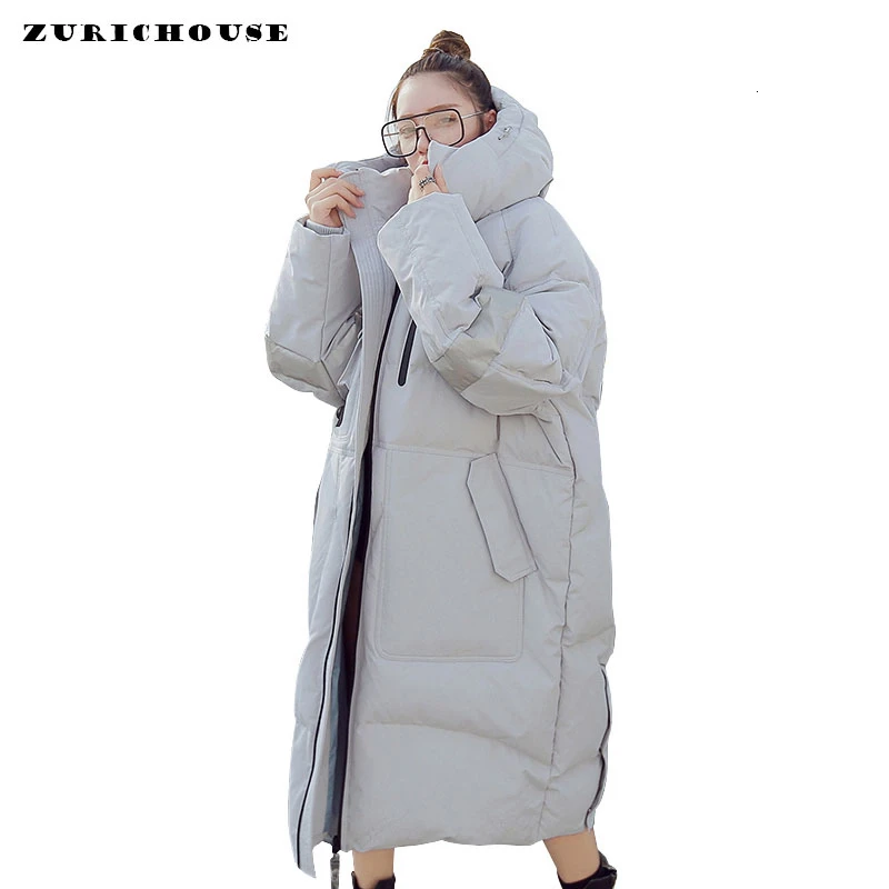 ZURICHOUSE, зимняя женская куртка, длинная, модная, утолщенная, с хлопковой подкладкой, пальто с капюшоном, свободная, теплая, Женская парка