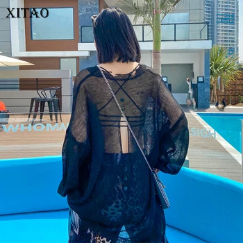 

XITAO Hollow Out T Shirt Fashion New Women Pullover Hole Small Fresh Casual Style Minority Loose Thin Elegant Tee Top XJ4780