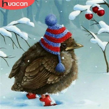 

HUACAN 5D Diamond Painting Christmas Bird Diamond Embroidery Sale Winter Snow Mosaic Animal Rhinestone Picture Home Decoration