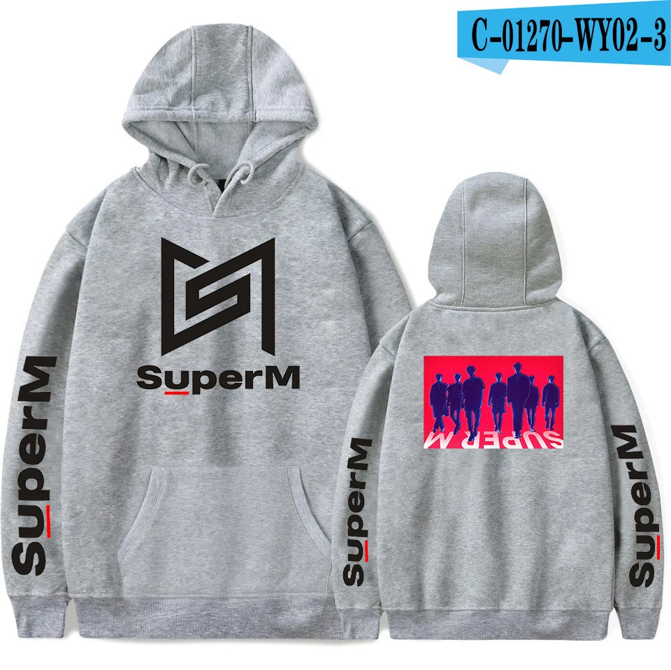 Новинка SuperM толстовка модная Дамская Мужская Толстовка Красная удобная куртка осень-зима модные пуловеры для мальчиков и девочек - Цвет: As picture