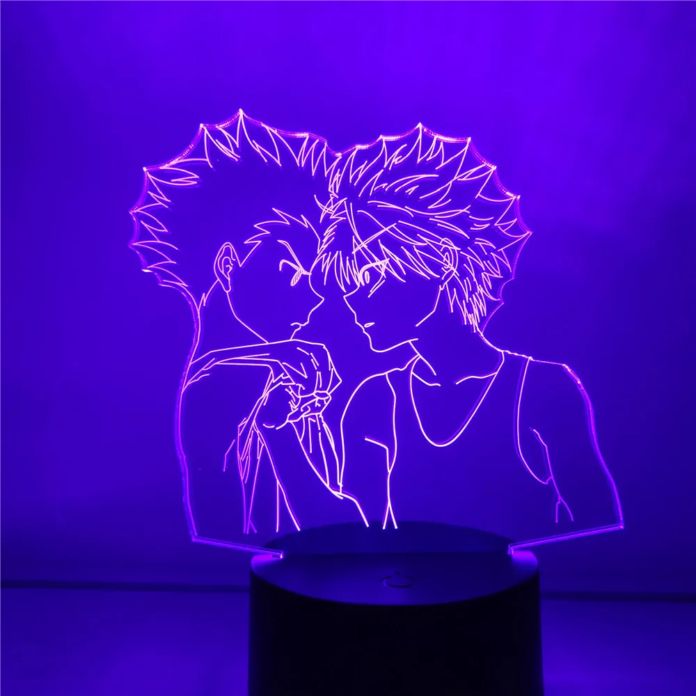 3D лампа Hunter X Freecs и Killua СВЕТОДИОДНЫЙ Ночник светильник Аниме фигурки Lampara HXH