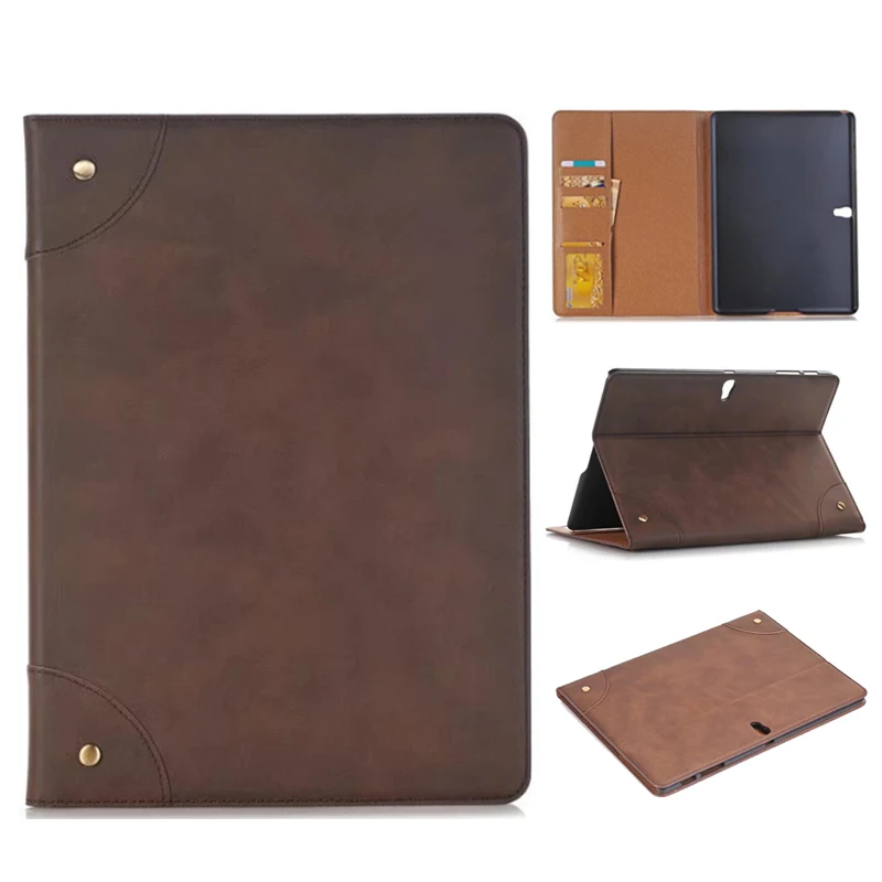 Ретро Кожаный чехол для samsung Galaxy Tab S 10,5 T800 T805 Tablet Fundas Coque для samsung Tab S 10,5 чехлы с подставкой - Цвет: dark brown