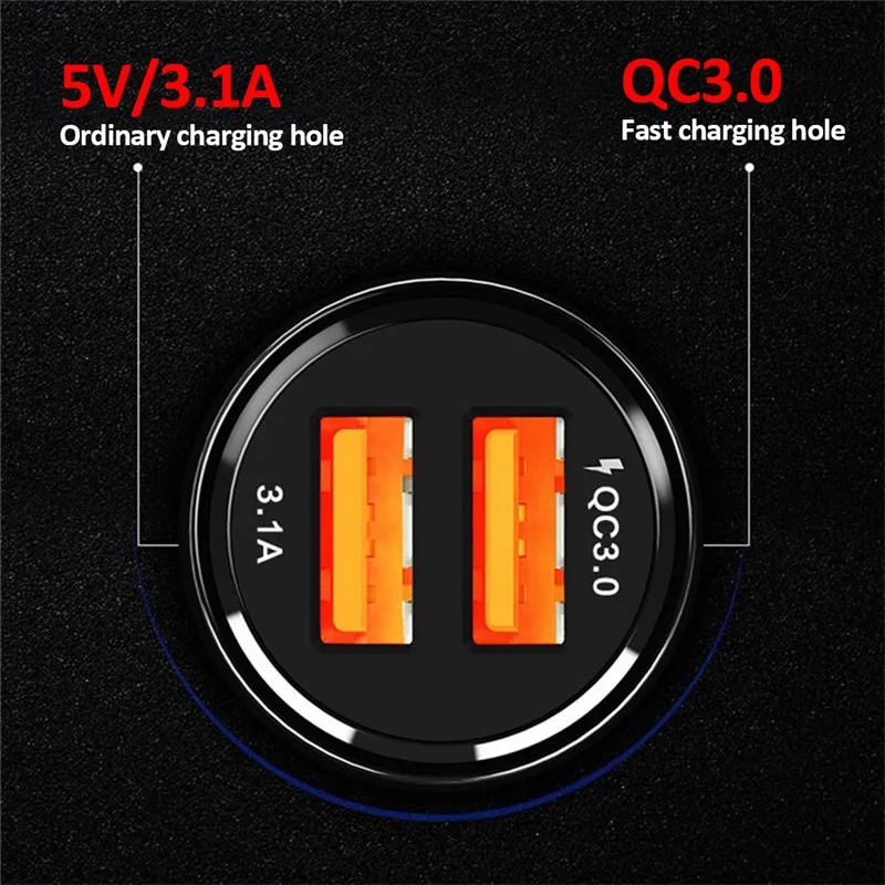 1 шт. автомобильное зарядное устройство розетка для автомобильного прикуривателя QC3.0 Универсальный двойной USB быстрая зарядка автомобильное зарядное устройство адаптер Разъем Автомобильные аксессуары
