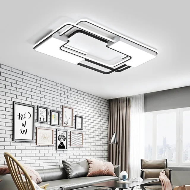 New listing Square Modern LED Ceiling Lights For Living Room Bedroom Study Home indoor Acrylic Black Modern Flush Ceiling Lights | White Ceiling Lights | New Listing Square Modern LED Ceiling Lights For Living Room Bedroom Study Home indoor Acrylic Black White Ceiling Lamp Fixture 001