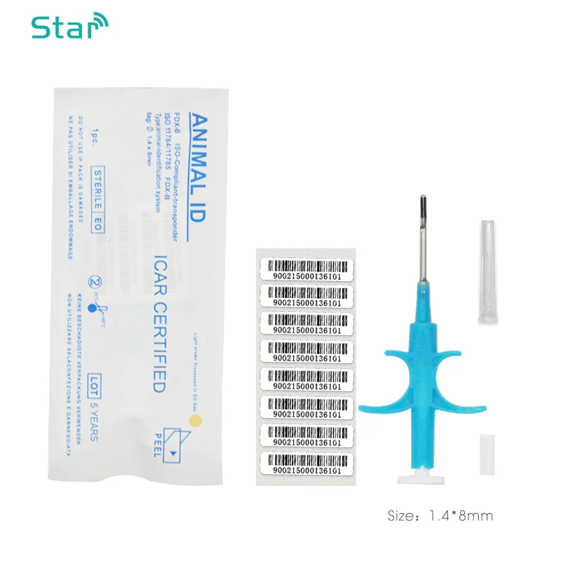 RFID PET 1 4*8 мм мини животное микрочип pet шприц FDX B ISO11784/5 134 2 khz инжектор чип для