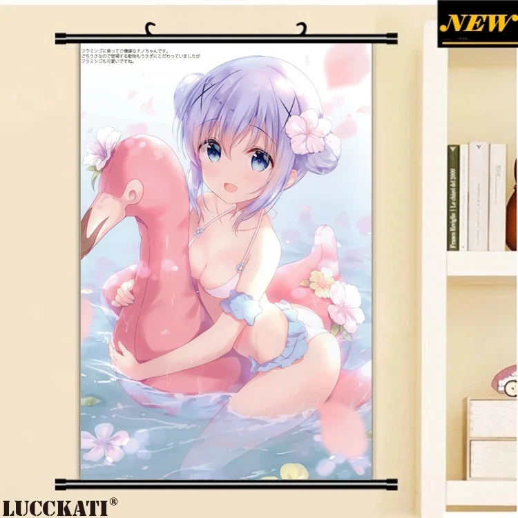 40x60 см Gochiusa Gochuumon wa Usagi Desu ka кролик cameltoe sexy loli lolita мультфильм аниме стена прокрутка