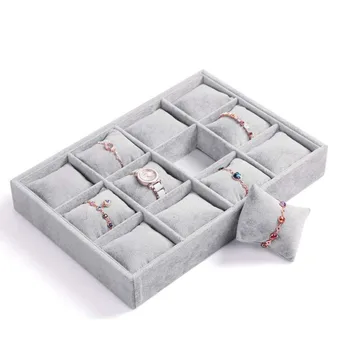 

12 Grids Grey Color Velvet Bracelet Bangle Display Watch Case Jewelry Stand Holder Rack Jewelry Show Hot