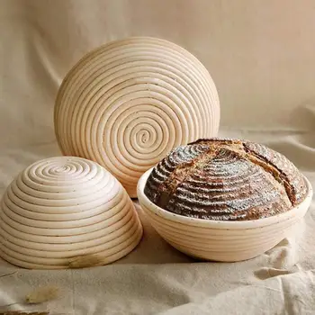 

Wicker Banneton Bortform Rattan Bread Proofing Storage Basket Round Fruit Tray Dough Food Storage Container Organizer Baskets