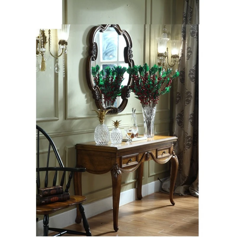 Vanity Table Вырезанная Роскошная двойная мягкая задняя кровать из дерева во французском стиле, дизайн для постельных комнат и прикроватный шкаф и столик для макияжа GF31 - Цвет: Vanity Table