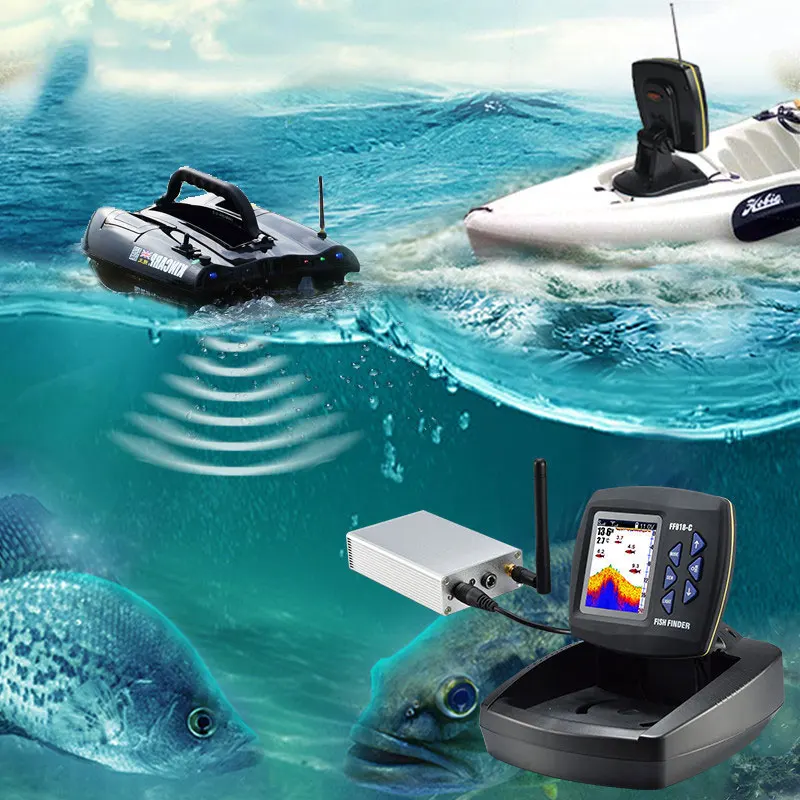 Remote Control Bait Boat Fish Finder LCD Working Range 300m Depth Range  100M Wireless Sonar Remote Fish Finder Detection