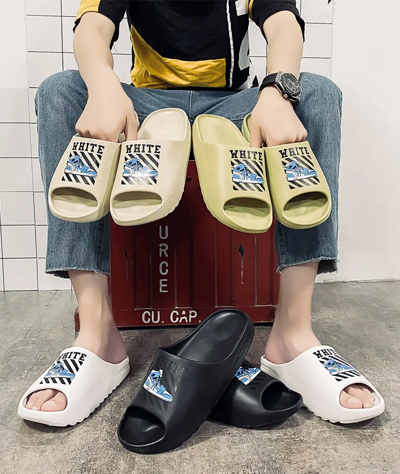 Sesame Street Men's Shoes Yeezy Slides Men Slippers External Wear Thick  Bottom Tide Brand Coconut Slippers - Men's Slippers - AliExpress