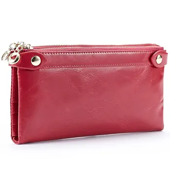

2020 Solid Genuine Leather Women Wallets Zipper Long Women Wallet Phone Bag Wallets Designer Purse Card Holder Clutch