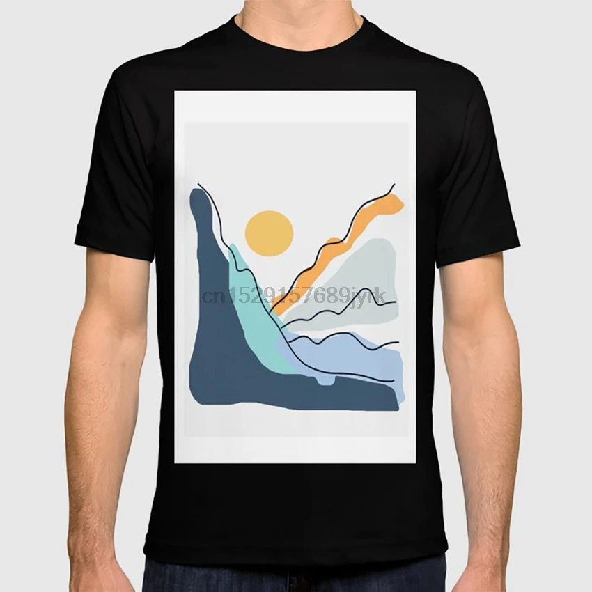 Минималистичный пейзаж II футболка горы линии минимализм рок солнце рассвет